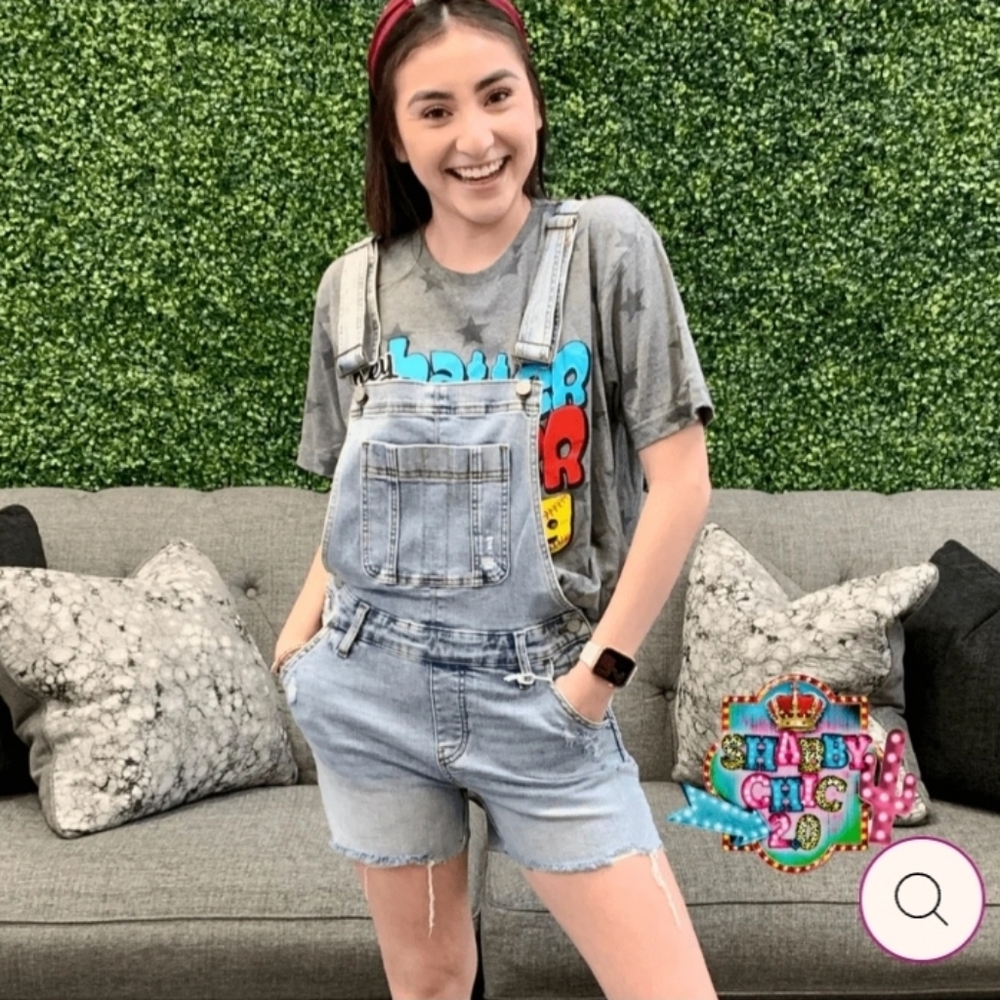 Judy Blue Lightly Distressed Denim Overall Shorts